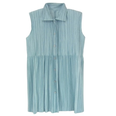 PLEATS PLEASE プリーツプリーズ イッセイミヤケ ワンピース PP41-JT185 ノースリーブ グラデーション ブラウス ワンピース ライトブルー系 3【中古】