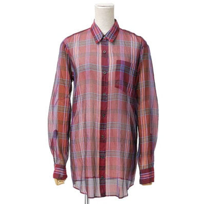 DRIES VAN NOTEN ドリスヴァンノッテン 長袖シャツ サイズ36 チェック シアーシャツ ブランド古着【中古】20260603/RA9542