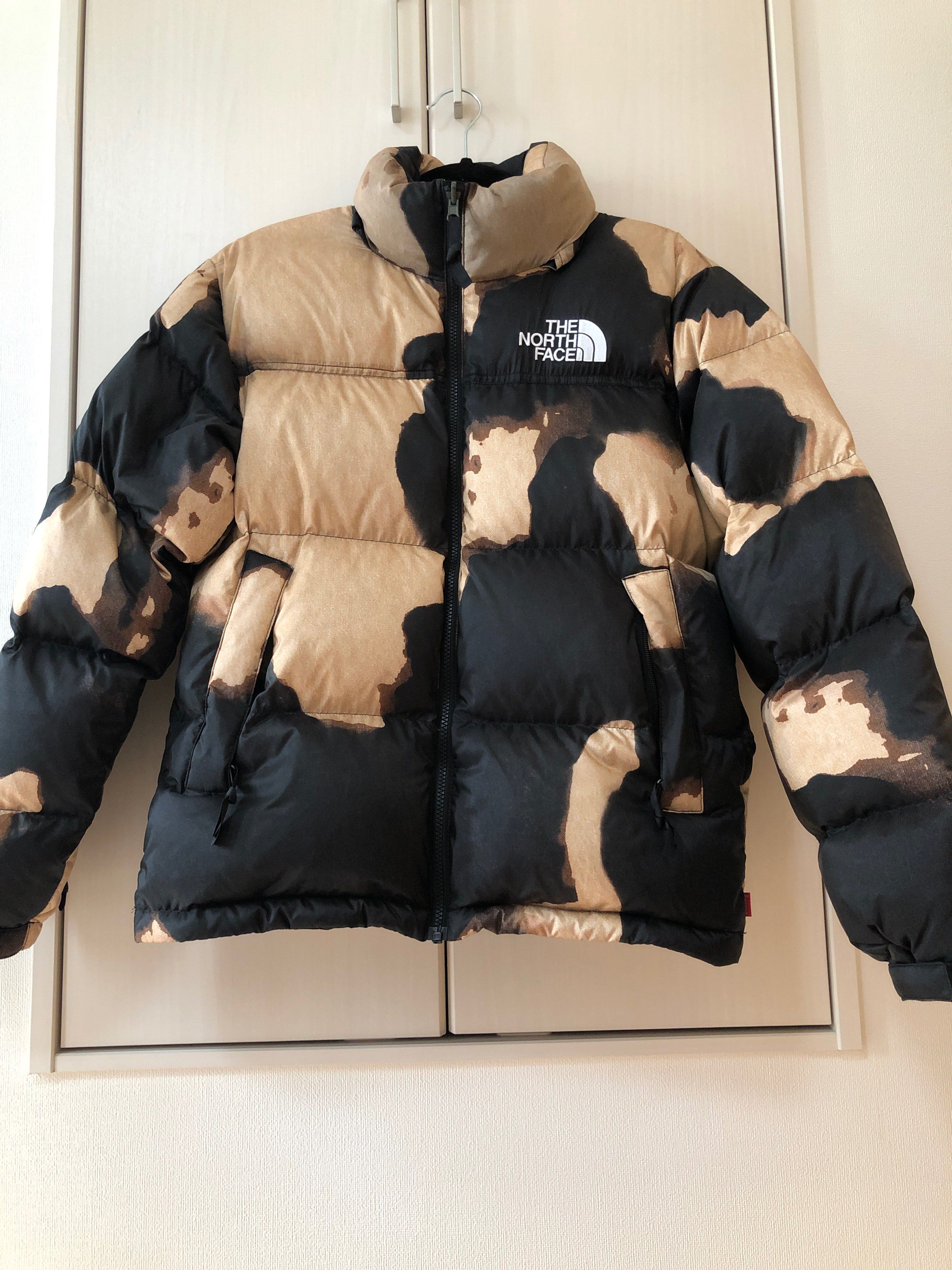 Supreme x The North Face Bleached Denim Print Nuptse Jacket "Black"