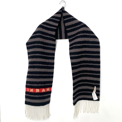 MARNI マフラー ボーダー Black