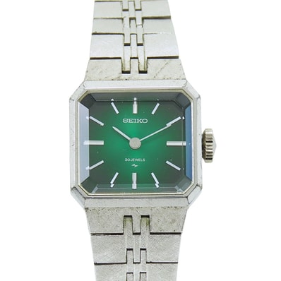 【中古】 セイコー 腕時計 17-3330 ステンレススチール WGP シルバー 文字盤グリーン レディース 女性 SEIKO