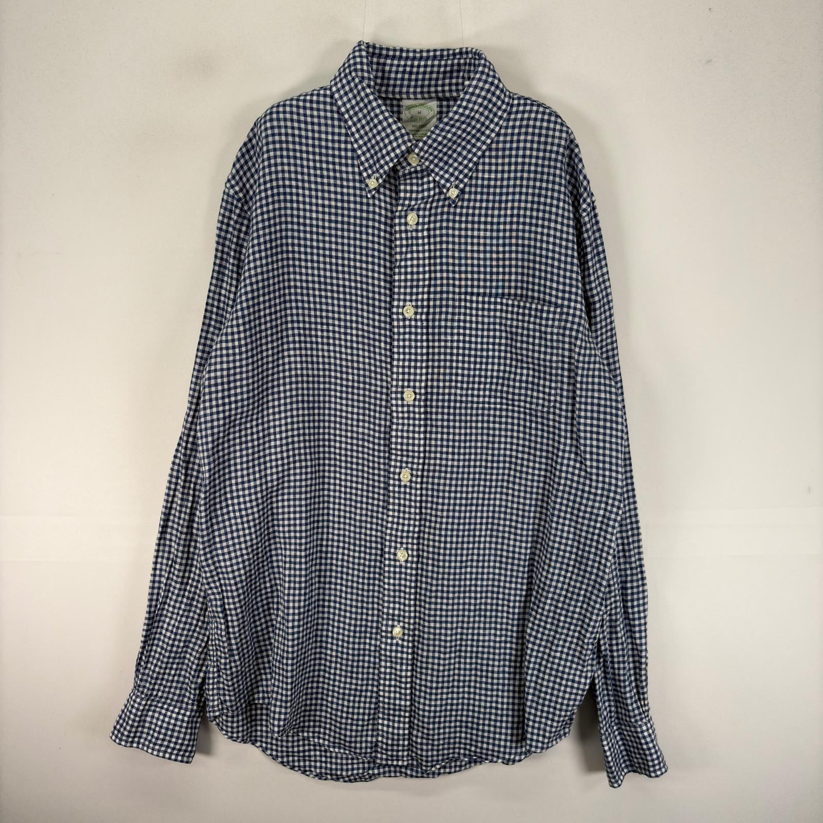 古着 ブルックスブラザーズ Brooks Brothers 長袖シャツ 胸ポケット ボタンダウン M  ブルー系 チェック メンズ