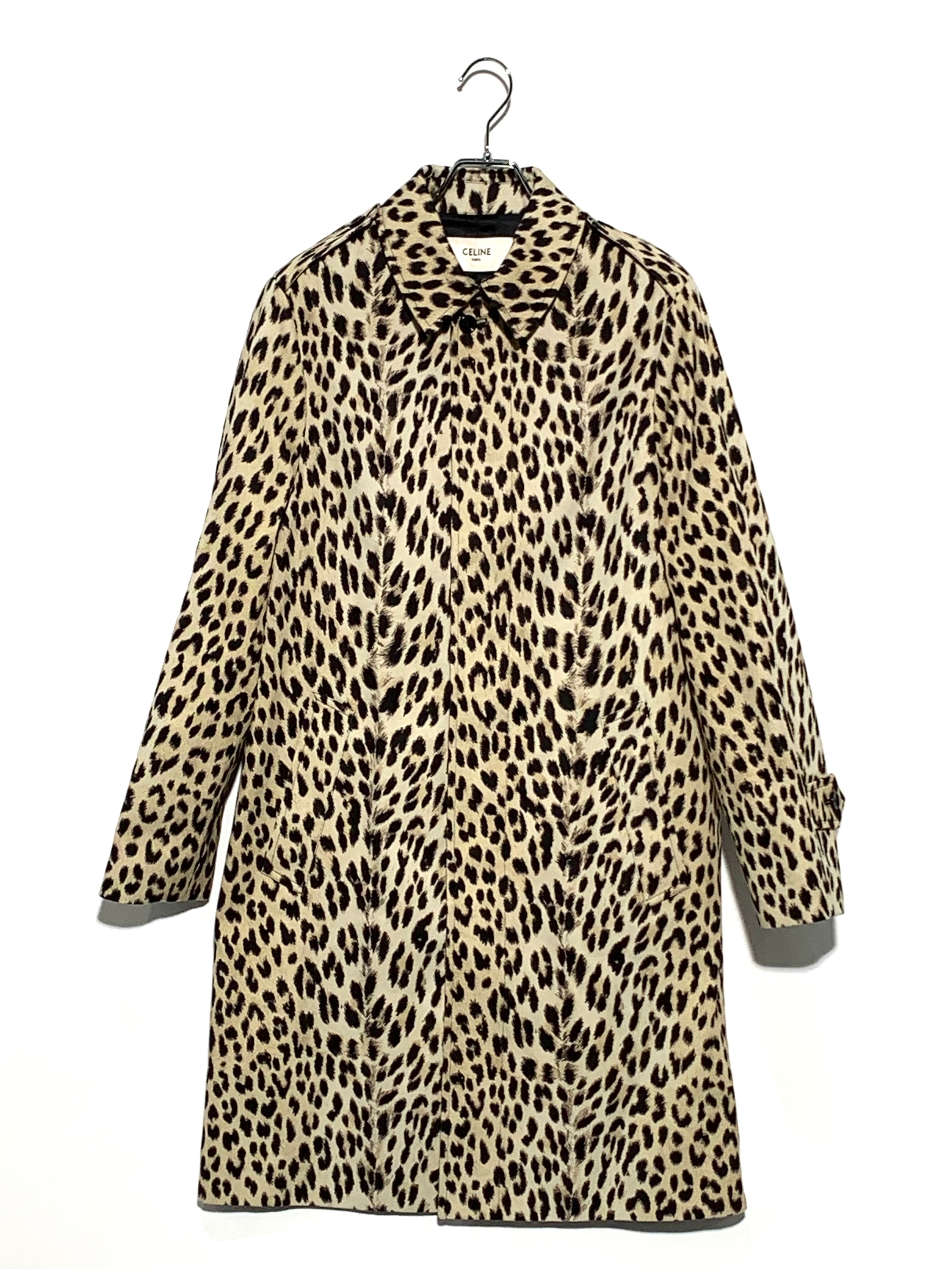 CELINE Leopard Pattern Soutien Collar Coat "Beige"