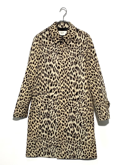CELINE Leopard Pattern Soutien Collar Coat "Beige"