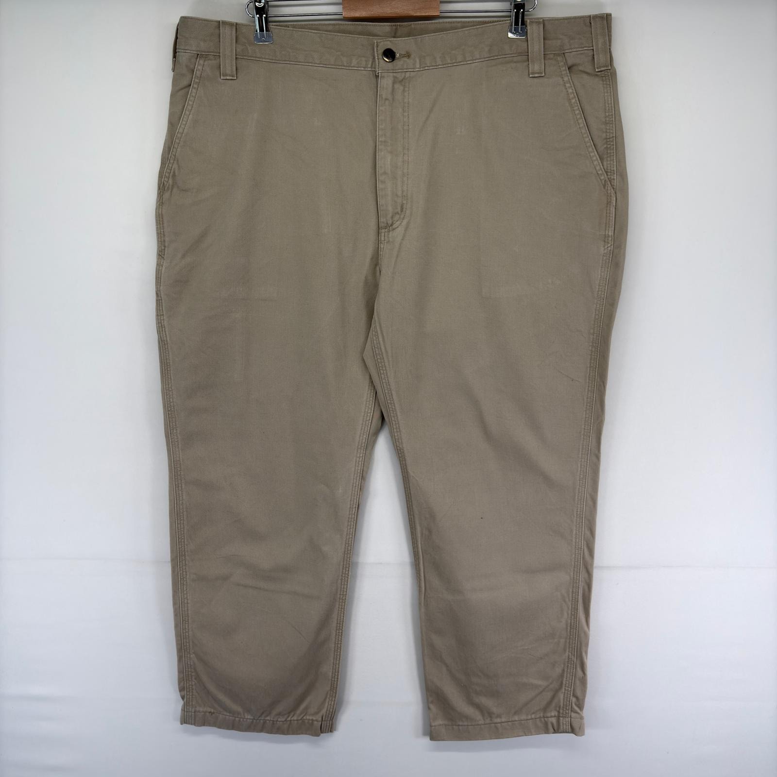 古着 カーハート Carhartt パンツ ワーク ワンポイントロゴ ジップフライ ツールポケット w42 L30  ベージュ系 メンズ