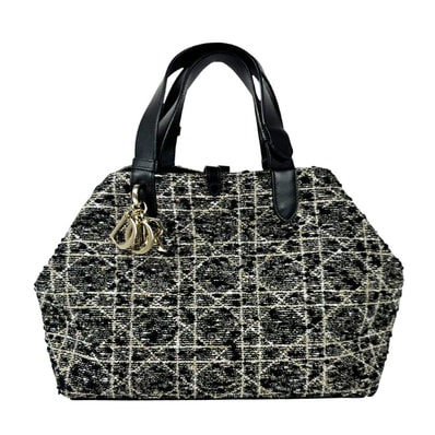 クリスチャンディオール Christian Dior ハンドバッグ ディオール トゥージュール ミディアム ツイード/レザー ブラック レディース【中古】 z11160