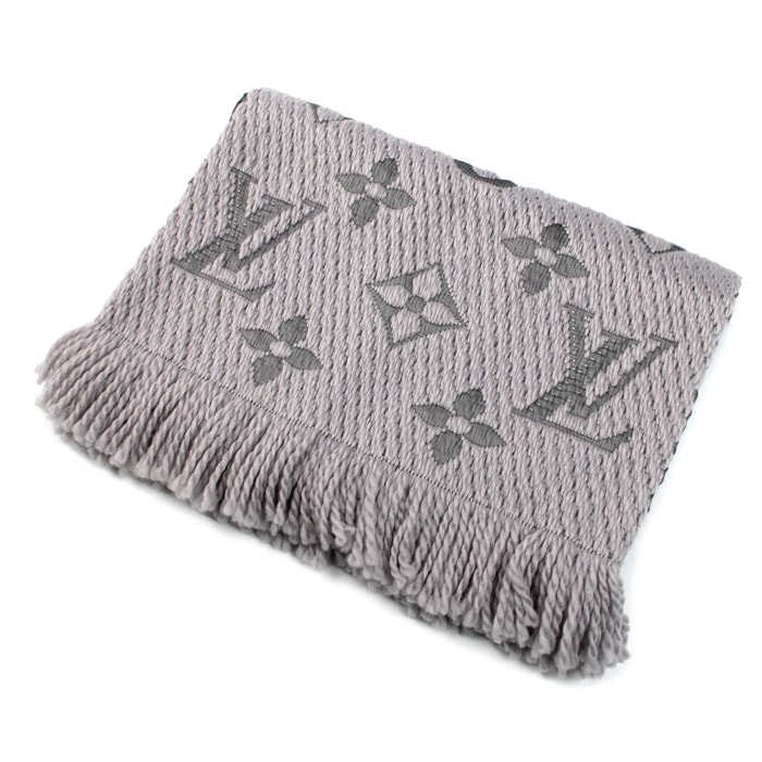 LOUIS VUITTON ルイ・ヴィトン エシャルプ ロゴマニア マフラー グレー M74742 GM1221 レディース【中古】