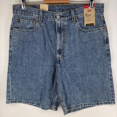 古着 デッドストック リーバイス Levi's デニム パンツ タグ付き 550 ジーンズ ジップ テーパード ハーフ w34 ブルー系 メンズ