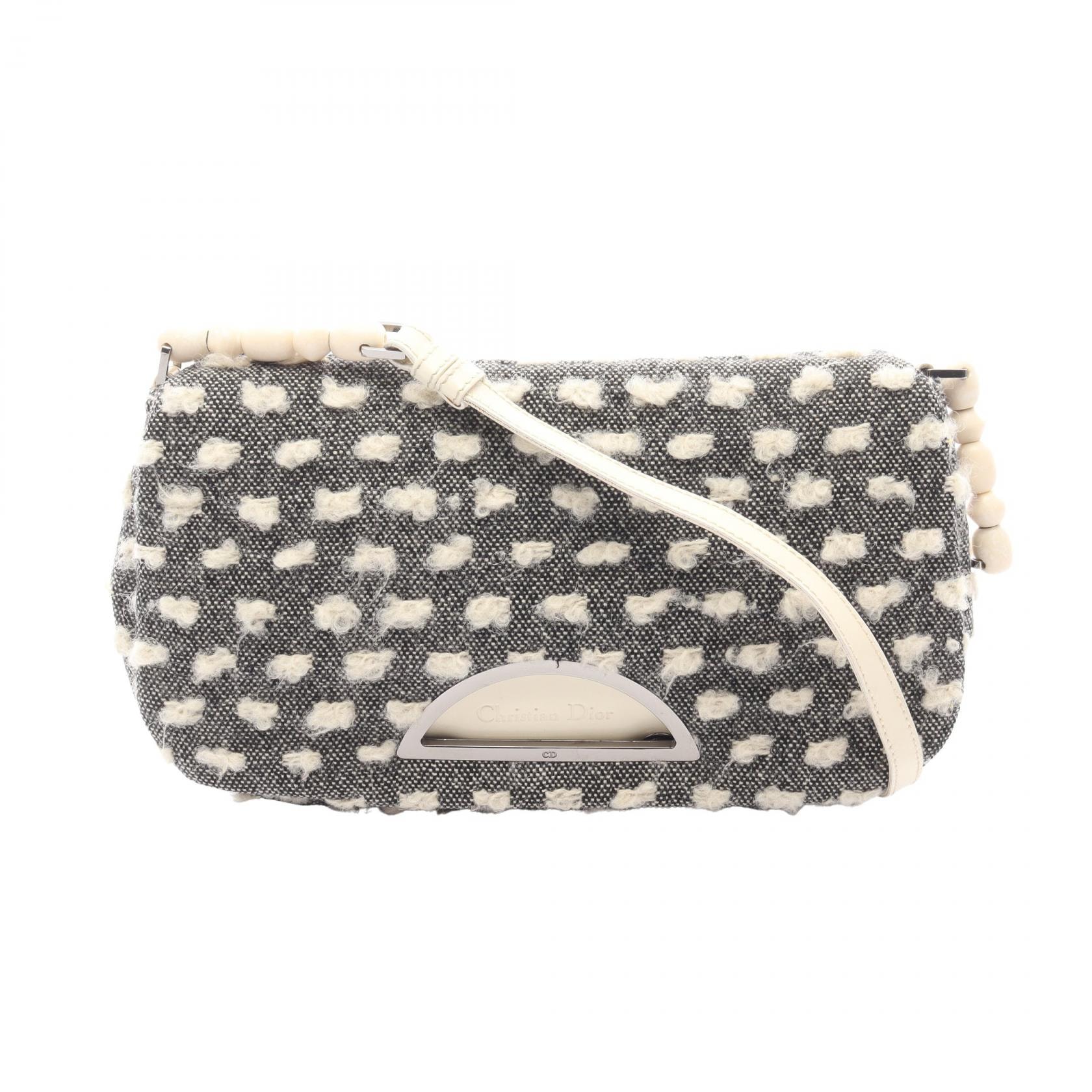 ディオール Dior マリスパール ショルダーバッグ バッグ ウール レザー レディース ホワイト系 / ブラック系 【中古】