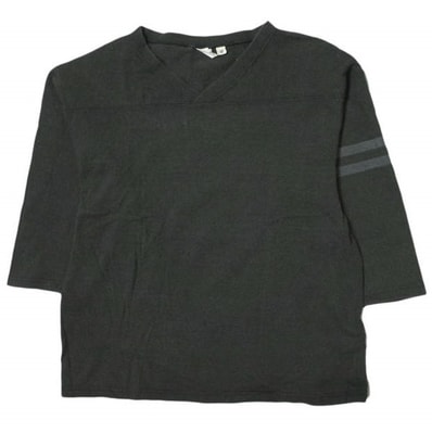 FRUIT OF THE LOOM x BEAMS BOY フルーツオブザルーム ビームスボーイ 別注 Vネック8分袖フットボールシャツ 13-14-0190-146 S ブラック カットソー Tシャツ トップス g10840