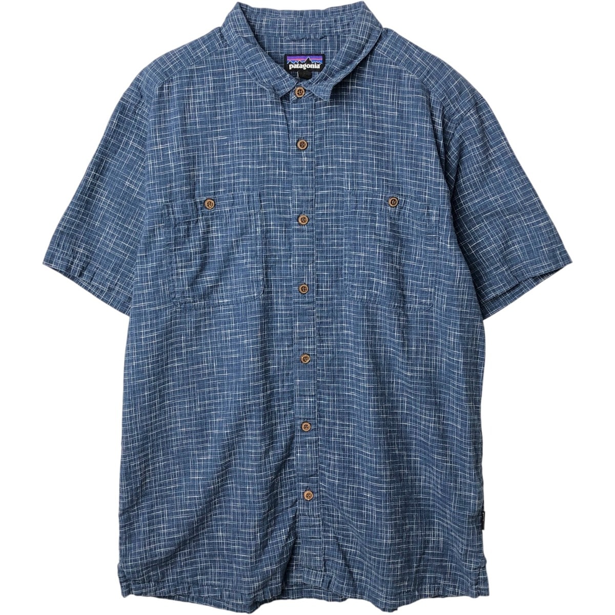 古着 パタゴニア Patagonia 53139FA19 バックステップシャツ チェック柄 半袖 オーガニックコットン×ヘンプシャツ ボックスシャツ メンズL相当/rab182179