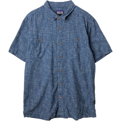 古着 パタゴニア Patagonia 53139FA19 バックステップシャツ チェック柄 半袖 オーガニックコットン×ヘンプシャツ ボックスシャツ メンズL相当/rab182179