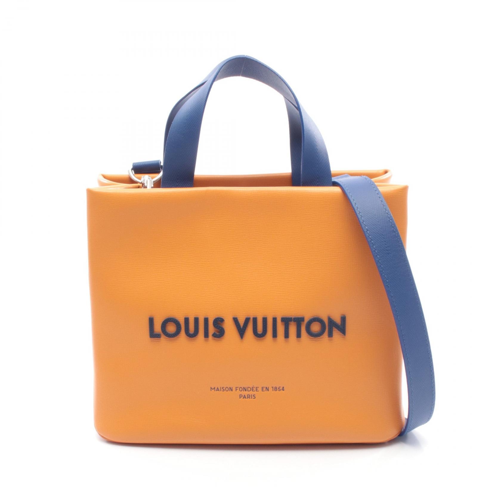 ルイ・ヴィトン LOUIS VUITTON ショッパートート MINI トートバッグ バッグ レザー サフラン メンズ オレンジ系 M15237 【中古】