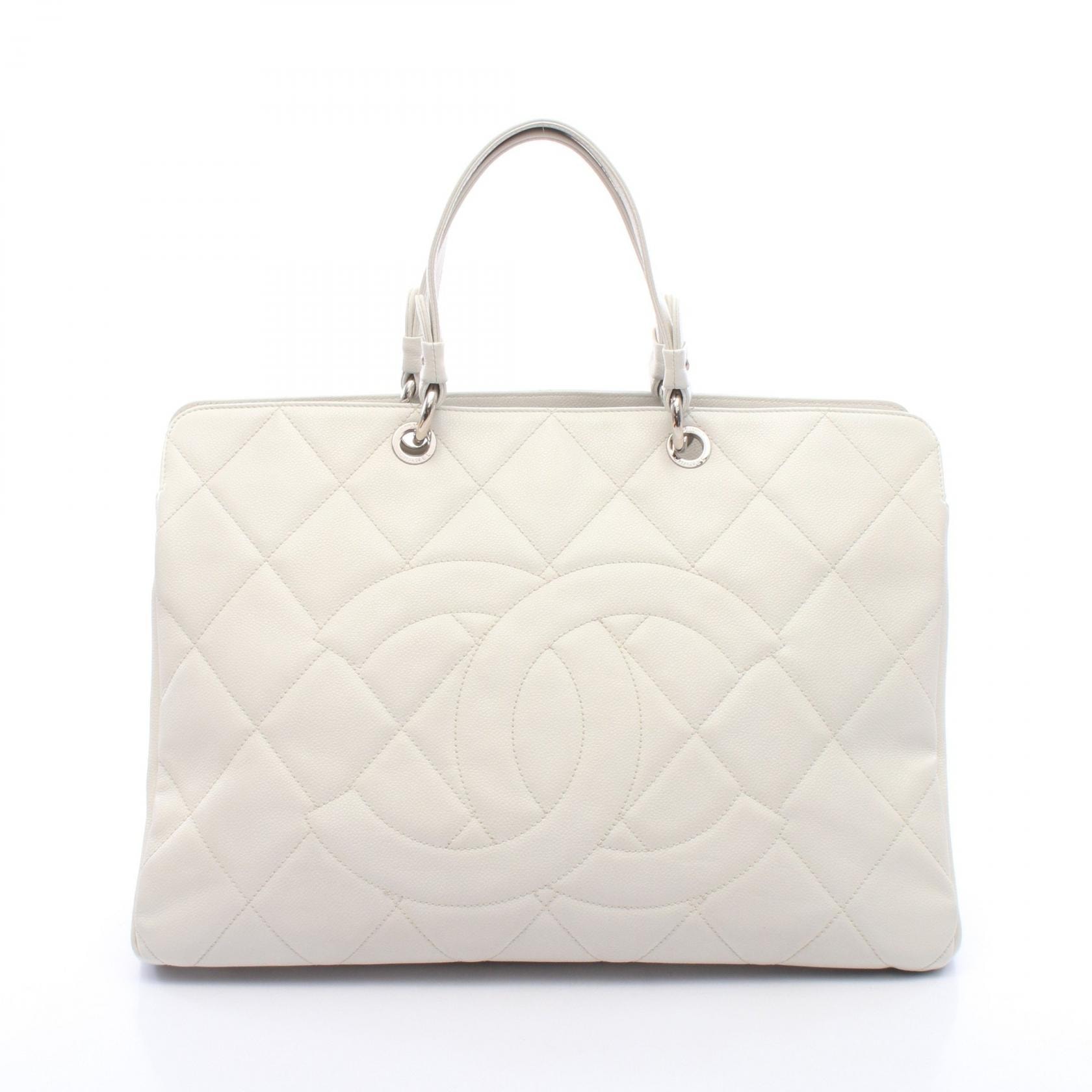 シャネル CHANEL マトラッセ デカココマーク トートバッグ バッグ キャビアスキン(グレインドカーフ) レディース ホワイト系 【中古】