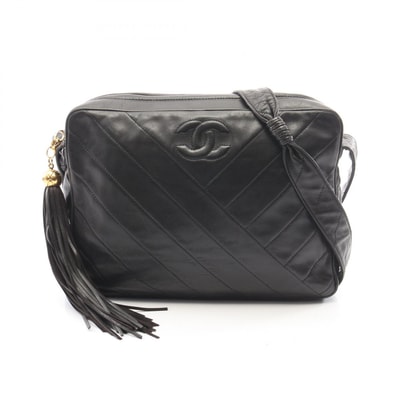 シャネル CHANEL ココマーク バイアスステッチ タッセル ショルダーバッグ バッグ ラムスキン(羊革) レディース ブラック系 【中古】