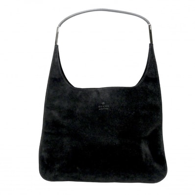 GUCCI(グッチ)スエード ワンショルダーバッグ ハンドバッグ ブラック シルバー金具 レディース 001.3167【中古】