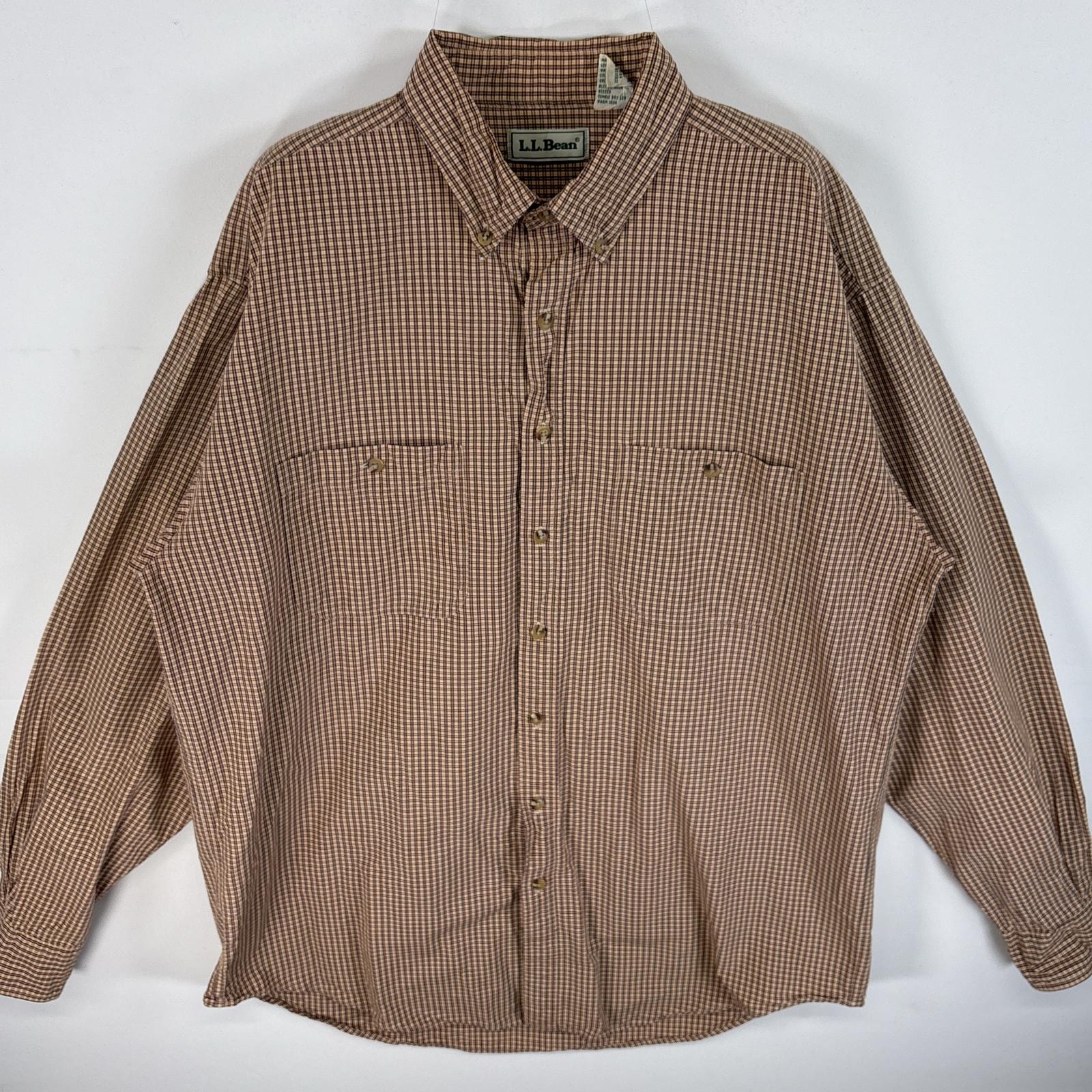 古着 80's~90's/80年代~90年代 ヴィンテージ エルエルビーン L.L.Bean 長袖シャツ ボタンダウンシャツ チェック 薄手 L TALL ベージュ系 マルチカラー メンズ