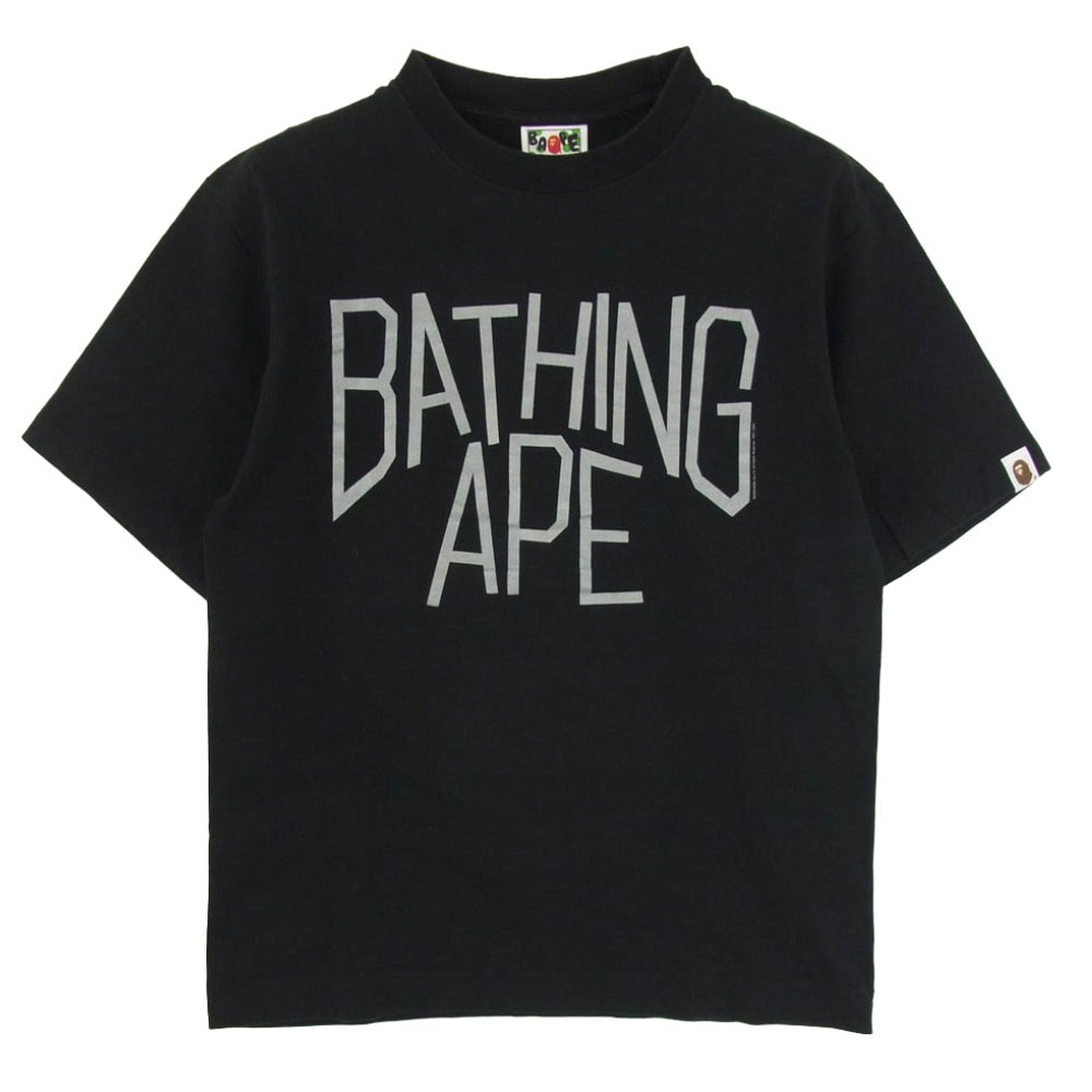 A BATHING APE アベイシングエイプ フロント ロゴプリント Tシャツ 半袖カットソー ブラック系 S【中古】