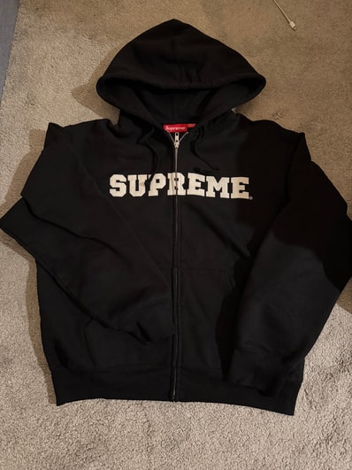 Supreme Collegiate Applique Zip Up Hooded Sweatshirt "Black"