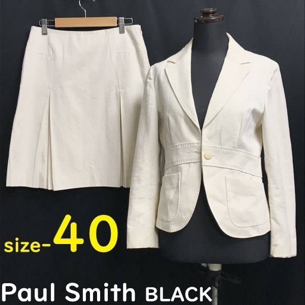 ポールスミス/Paul Smith BLACK★リネン混/ジャケット&プリーツスカート/初夏スーツ/上下セットアップ【40/M-L程度/白系】Set up◆cBH670