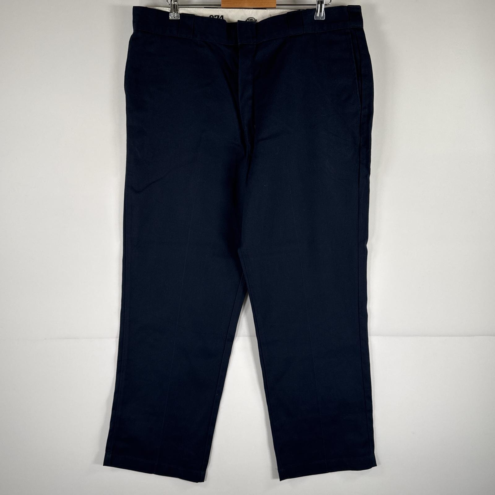 古着 ディッキーズ Dickies ワークパンツ ストレート 作業着 大きいサイズ 874 オリジナルフィット ワンポイント w40 L30 ネイビー メンズ