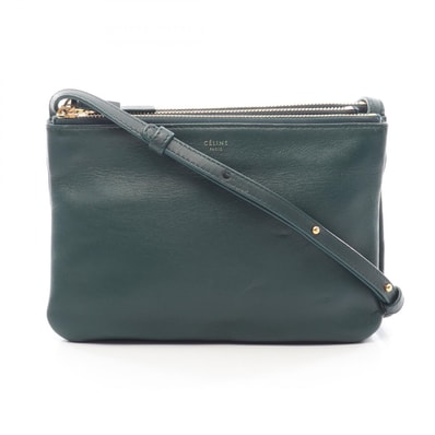 セリーヌ CELINE TRIO SMALL トリオ スモール ショルダーバッグ バッグ レザー レディース グリーン系 165113 【中古】