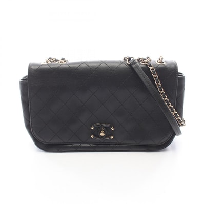 シャネル CHANEL マトラッセ フルフラップ ショルダーバッグ バッグ レザー レディース ブラック系 【中古】