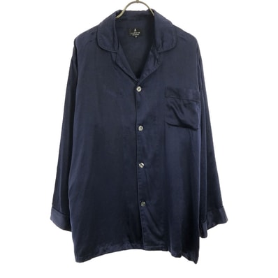 LANVIN LA COLLECTION ランバンコレクション シルク 長袖 ルームウェア M ネイビー パジャマ