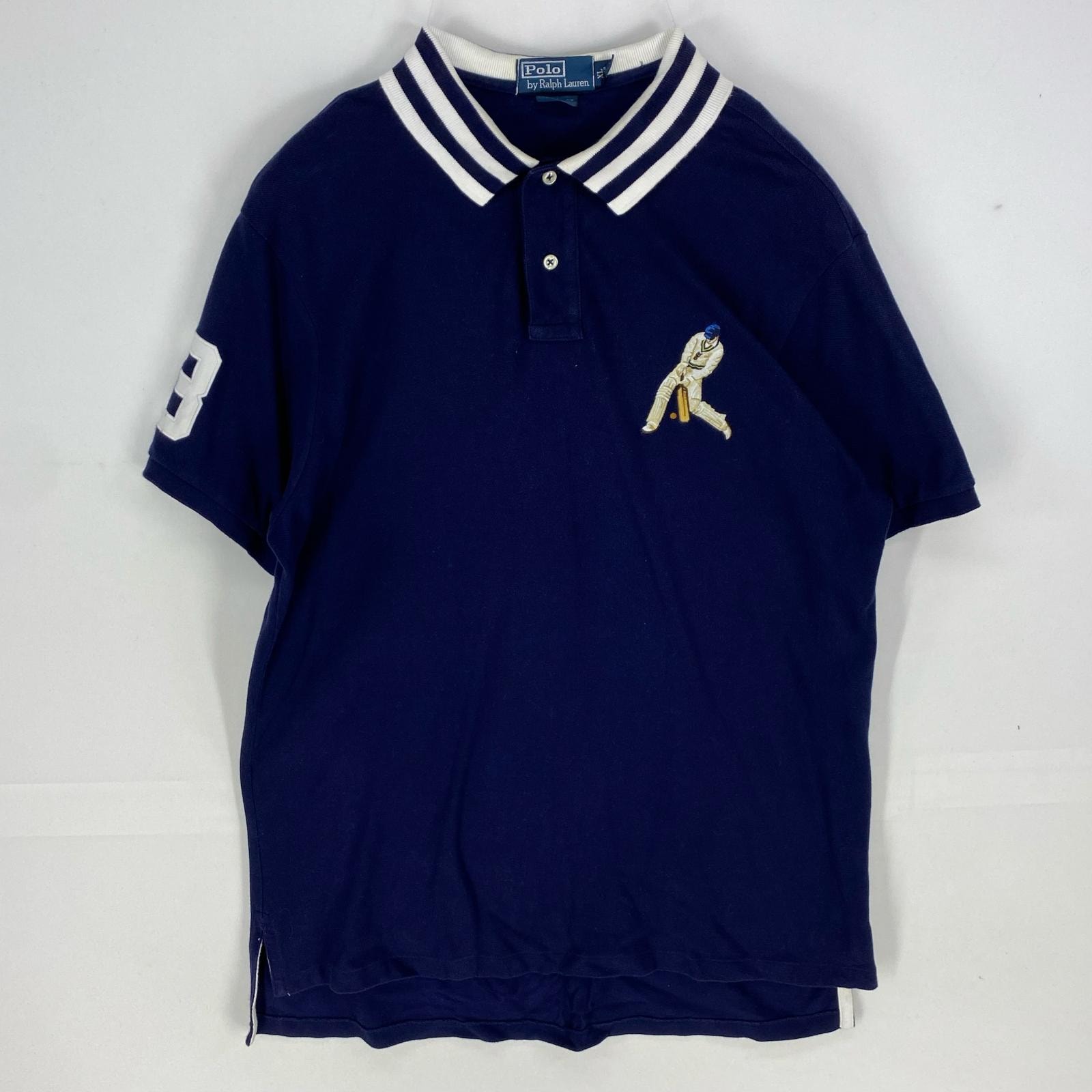 古着 ポロバイラルフローレン Polo by Ralph Lauren 鹿の子 半袖シャツ スポーツ ゲームシャツ ポロシャツ XL  ネイビー系 メンズ