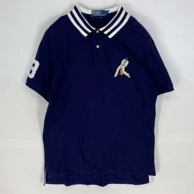 古着 ポロバイラルフローレン Polo by Ralph Lauren 鹿の子 半袖シャツ スポーツ ゲームシャツ ポロシャツ XL ネイビー系 メンズ