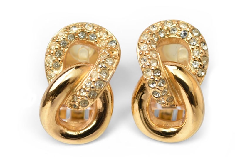 クリスチャンディオール イヤリング Christian Dior ヴィンテージ アクセサリー ラインストーン ゴールド【中古】