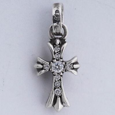 Chrome Hearts Baby Fat Cross Pave Diamond Charm "Silver"