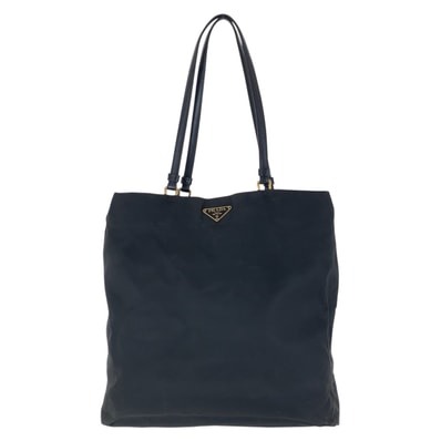 PRADA プラダ テスート 三角ロゴプレート ブラック 黒 ゴールド金具 ナイロン レザー/ トートバッグ ショルダーバッグ 506386 【中古】