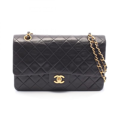 シャネル CHANEL マトラッセ Wフラップ ショルダーバッグ バッグ ラムスキン(羊革) レディース ブラック系 【中古】