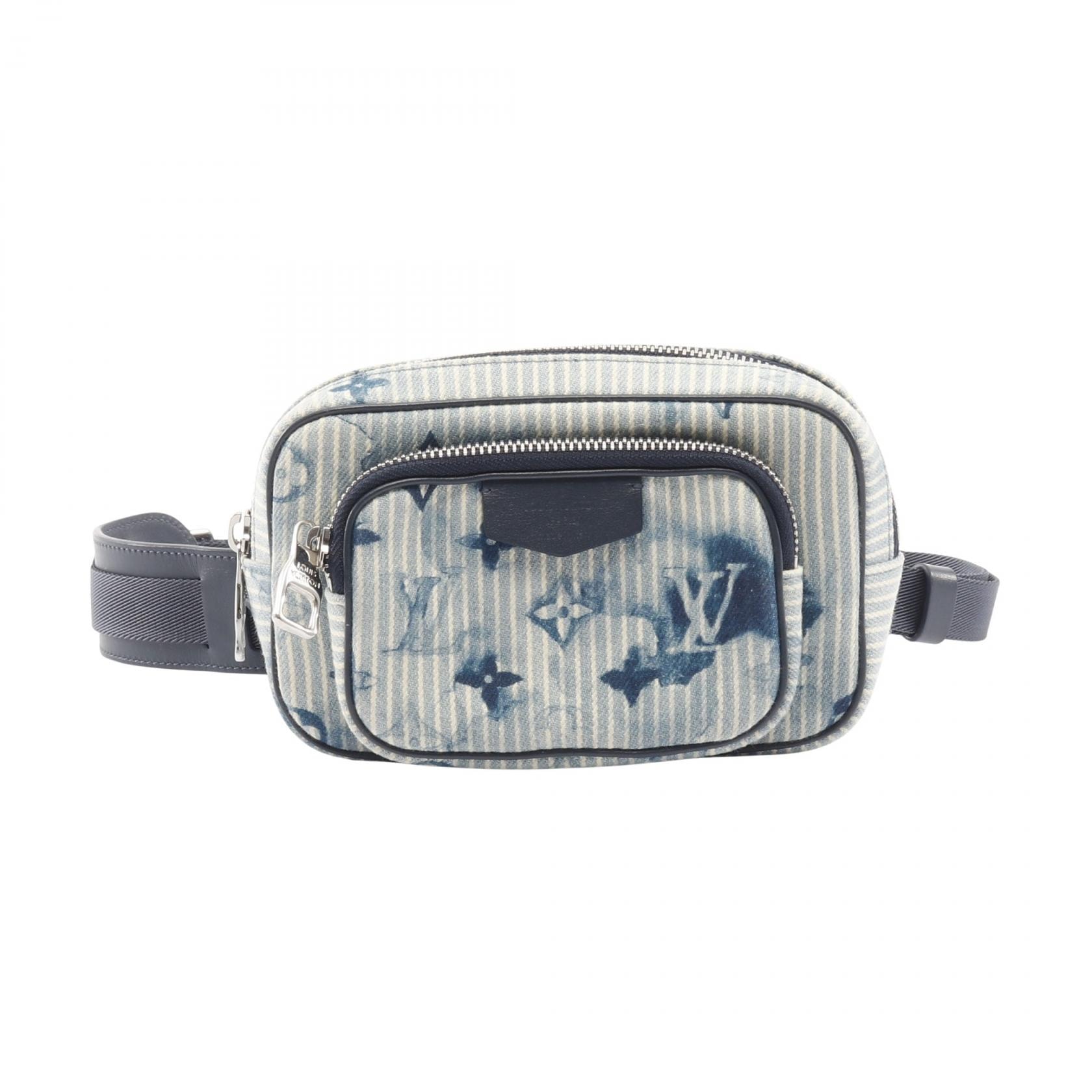 ルイ・ヴィトン LOUIS VUITTON アウトドア ポシェット ヒッコリーストライプ ウォーターカラー ウエストバッグ ボディバッグ バッグ キャンバス レザー メンズ ブルー系 / ネイビー系 M80462 【中古】