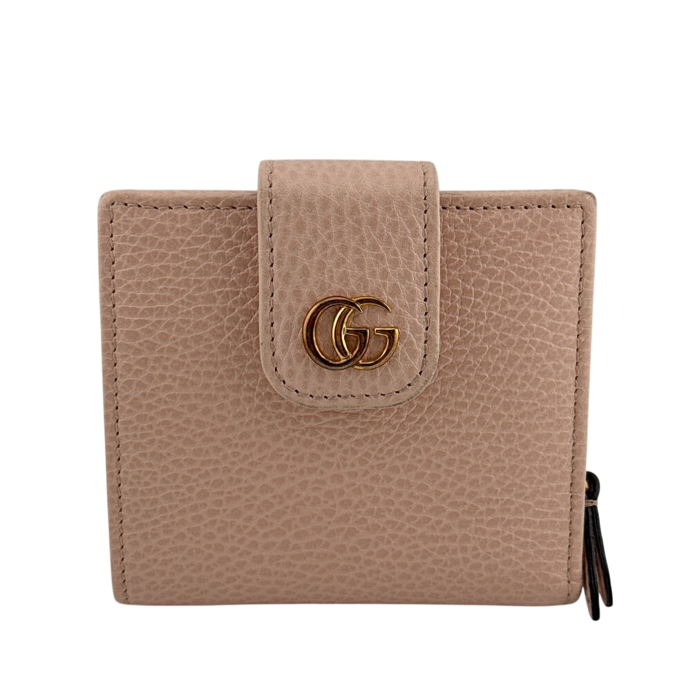 グッチ GUCCI 二つ折り財布 GGマーモント ダブルGロゴ コンパクト シンプル 523193 ピンク
