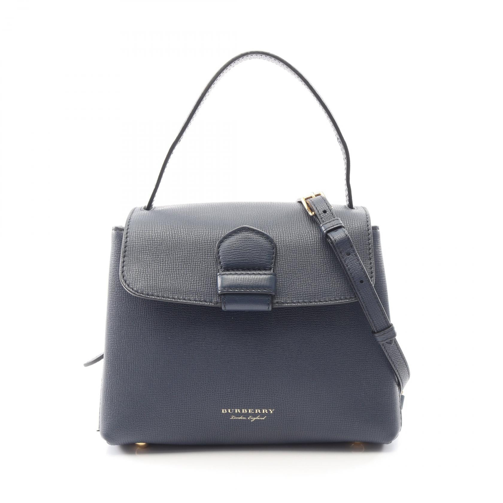 バーバリー BURBERRY キャンベリー 2WAY ハンドバッグ バッグ レザー レディース ネイビー系 【中古】