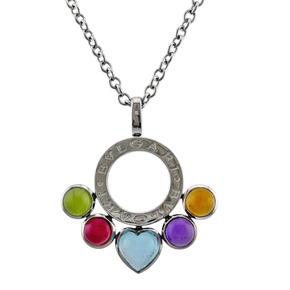 ブルガリ アレグラ ネックレス 18金 K18ホワイトゴールド ブルートパーズ レディース BVLGARI  中古
