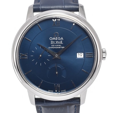 オメガ OMEGA 424.13.40.21.03.001 デビル ブルー 自動巻き メンズ 美品 保証書付き 腕時計 L#151076