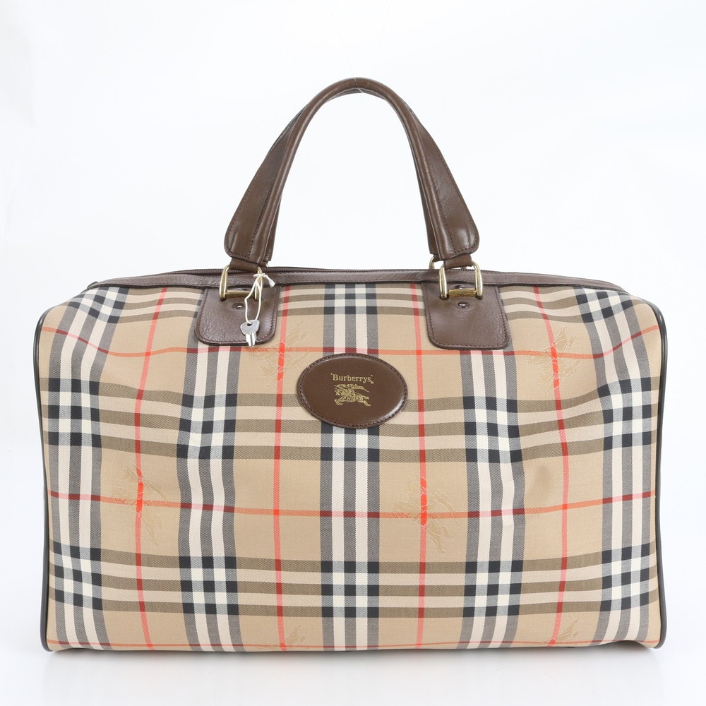 ☆中古☆バーバリー玉虫色チェックボストンバッグ　カーキ　1-3345 ☆中古☆バーバリー玉虫色チェックボストンバッグ カーキ 1-3345