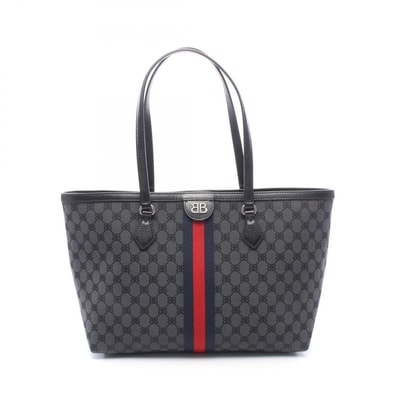 バレンシアガ BALENCIAGA BALENCIAGA × GUCCI ザ ハッカープロジェクト トートバッグ バッグ キャンバス レザー レディース グレー系 / ブラック系 680125 【中古】