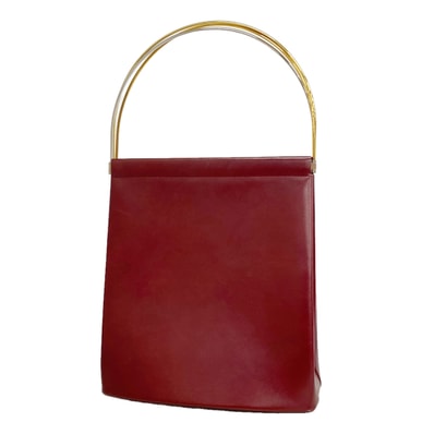 【6ib2484】カルティエ ショルダーバッグ トリニティ レザー ボルドー ゴールド/シルバー金具【中古】レディース