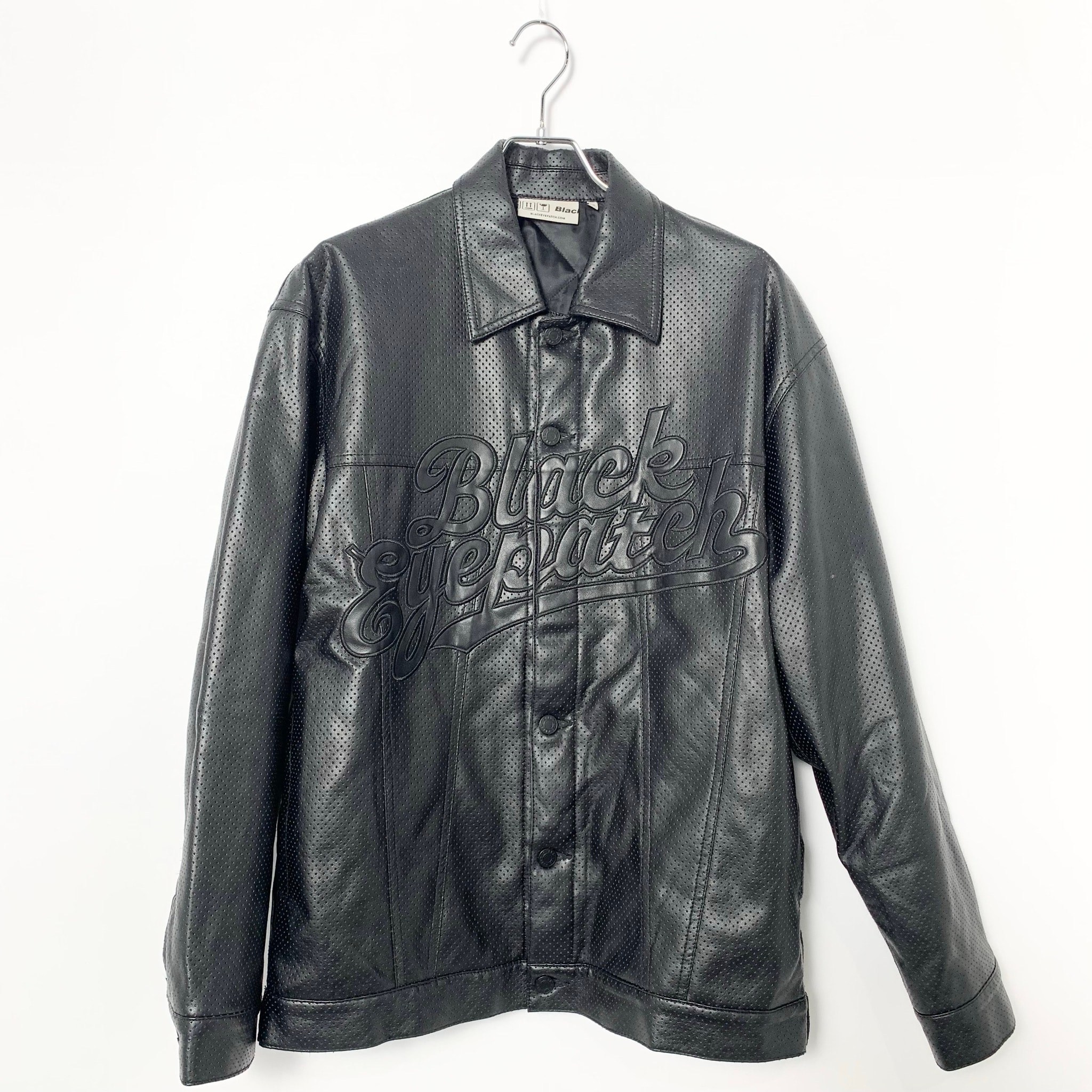 Blackeyepatch Script Faux Leather Jacket "Black"