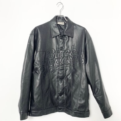 Blackeyepatch Script Faux Leather Jacket "Black"