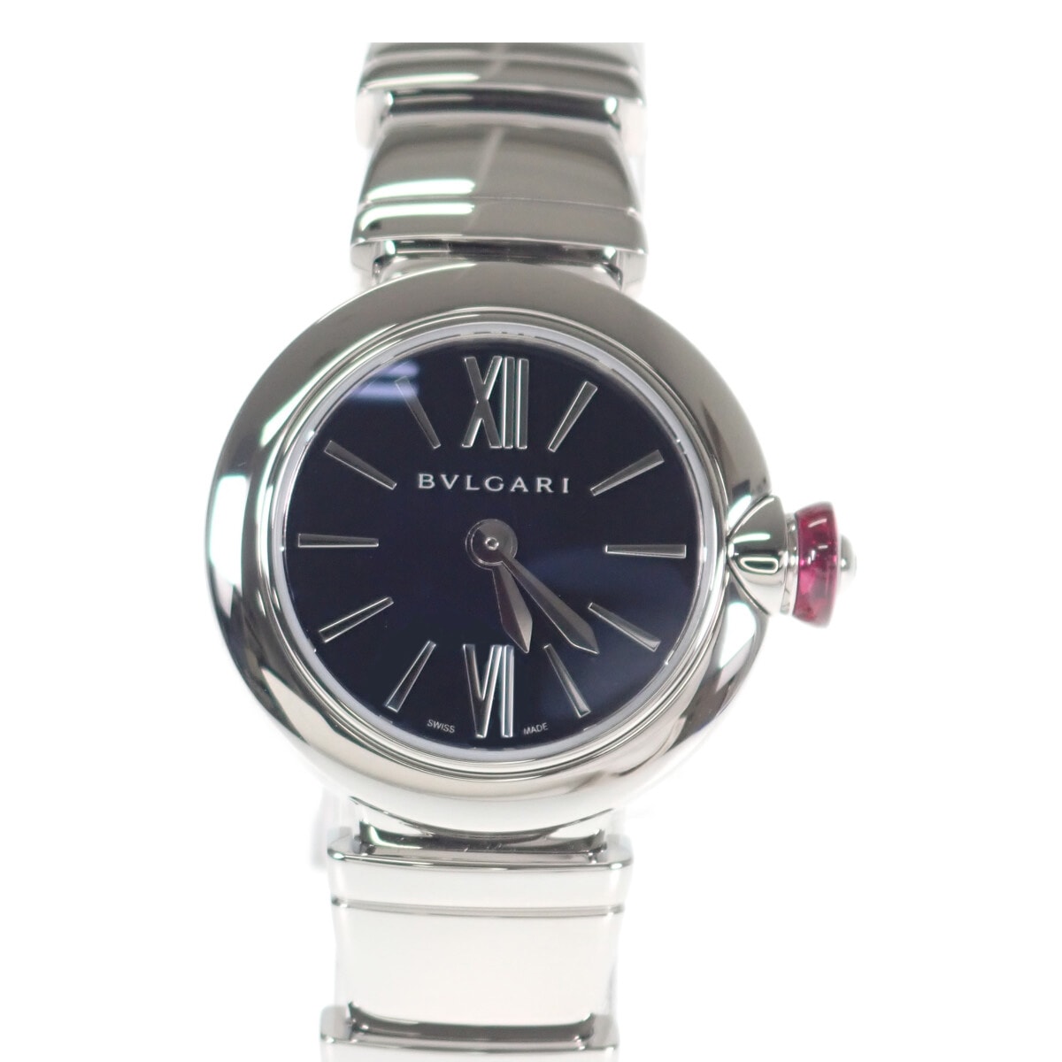ブルガリ BVLGARI ピッコラ・ルチェア 腕時計 ステンレススチール シルバー クオーツ ブラック文字盤 レディース【中古】【Aランク】