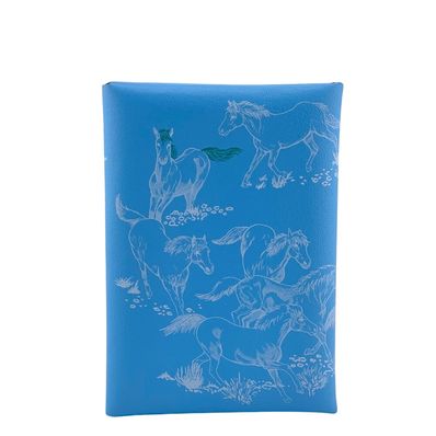 エルメス HERMES イヤリング ホース柄 カルヴィ デュオ ブルー