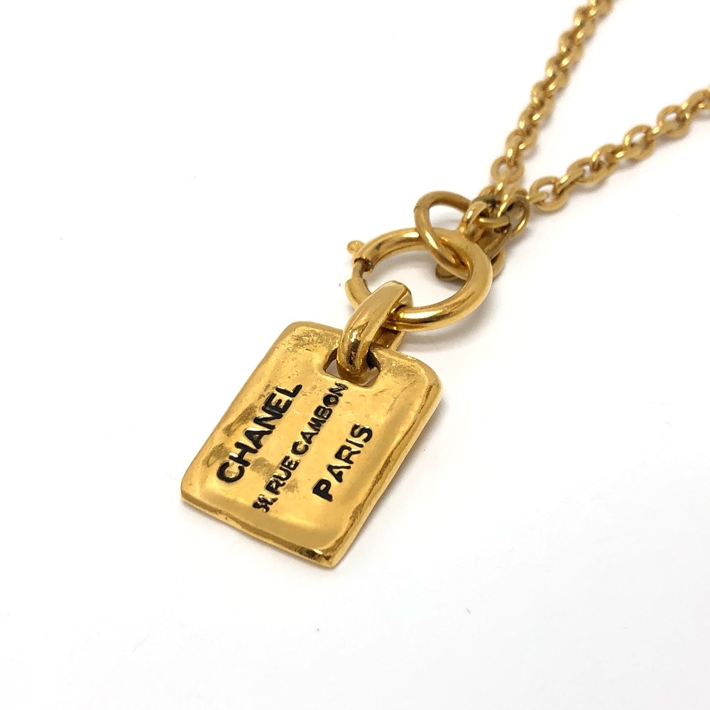 シャネル CHANEL タグ プレート ネックレス メタル ゴールド
