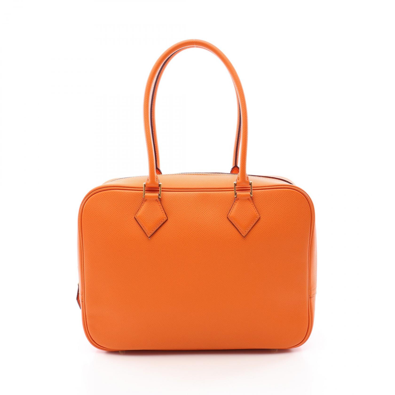 エルメス HERMES プリュム28 ハンドバッグ バッグ レザー ヴォーエプソン オレンジ □J刻印(2006年製造) レディース オレンジ系 【中古】