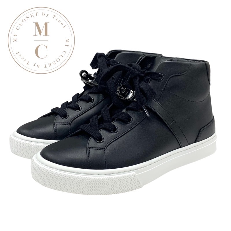 エルメス HERMES デイドリーム スニーカー 靴 シューズ レザー ブラック 黒 ケリー金具 ハイカットスニーカー