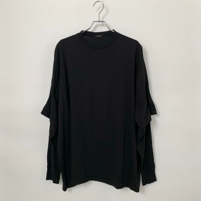 COMOLI Thin Cotton Layered T-Shirt "Black"